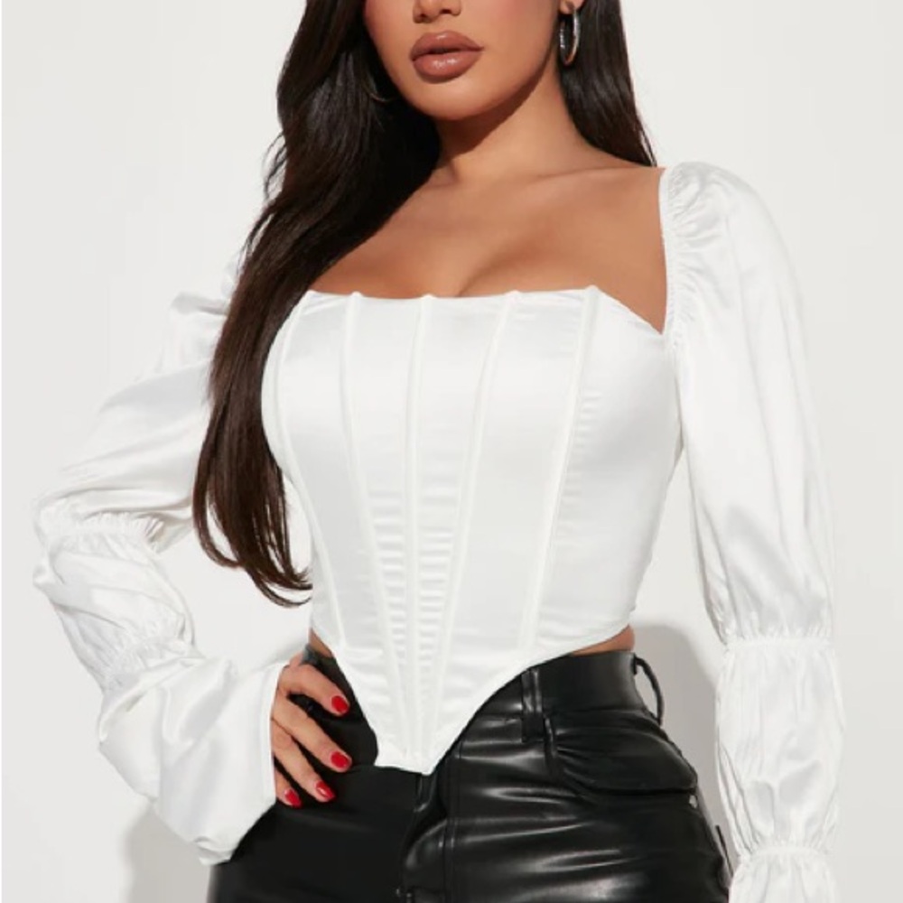 Fashion Nova White Corset Blouse